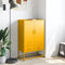 vidaXL - Hoge - kast - 68x39x111,5 - cm - staal - mosterdgeel