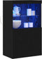 vidaXL - Dressoir - met - LED - Verlichting - Zwart - Eik - 60x37x100 - cm