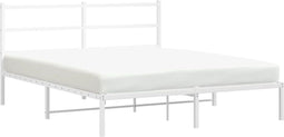 vidaXL - Bedframe - met - hoofdbord - metaal - wit - 160x200 - cm