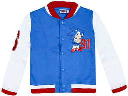 Sonic Vest Jongens – Game Sweater met Opdruk – Blauw/Wit Jasje voor Stoere Kids