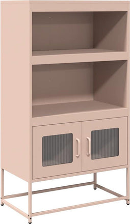vidaXL - Hoge - kast - 68x39x123 - cm - staal - roze