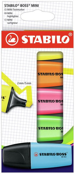 STABILO BOSS MINI - Markeerstift - Klein Maar Heel Betrouwbaar - Etui Met 5 Kleuren