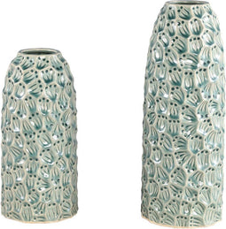 PTMD Nizo Bloempot - 13 x 13 x 34 cm - Keramiek - Blauw