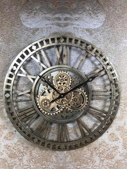 Klok tandwiel Open - Ø60cm - Metaal - rusty- Grijs