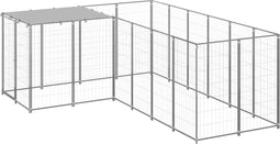 vidaXL - Hondenkennel - 4,84 - m² - staal - zilverkleurig