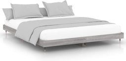 vidaXL - Bedframe - bewerkt - hout - grijs - sonoma - eikenkleurig - 140x200 - cm