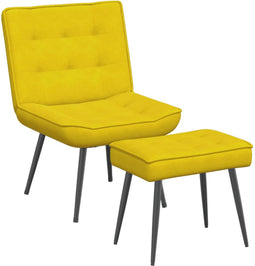 vidaXL - Relaxstoel - met - voetenbank - fluweel - geel