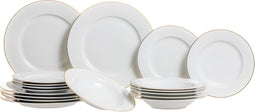 Studio Tavola 18-delige Serviesset - Dinerborden Ø 27,5 cm - Wit met gouden rand (18 stuks)