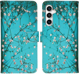 iMoshion Hoesje Geschikt voor Samsung Galaxy S23 FE Hoesje Met Pasjeshouder - iMoshion Design Softcase Bookcase - Blauw / Blossom
