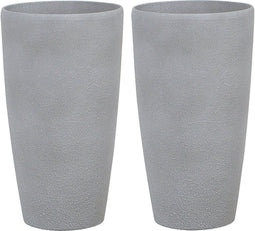 ABDERA - Bloempot set van 2 - Lichtgrijs - Groot - Stenenmix