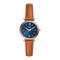 Fossil Carlie Mini - Dameshorloge 28 mm - Bruine leren band - Blauw parelmoer (1 stuk)