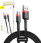 Baseus Cafule - USB naar Micro USB kabel - 65W snel opladen - Rood Zwart