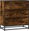 vidaXL - Dressoir - 68x35x76 - cm - bewerkt - hout - en - metaal - gerookt - eiken