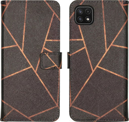 iMoshion Hoesje Geschikt voor Samsung Galaxy A22 (5G) Hoesje Met Pasjeshouder - iMoshion Design Softcase Bookcase - Zwart / Meerkleurig / Black Graphic