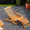 Ligbed Acaciahout 152x70x74 cm - Inklapbare Tuinligstoel - Ergonomisch met Hoofdkussen - Crème