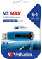 Verbatim Store 'n' Go V3 Max - USB-stick - 64 GB - USB 3.0 - Blauw