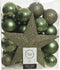 Decoris kerstballen set - 34-dlg - mosgroen - incl. piek - kunststof - kerstversiering