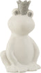 J-Line figuur Kikker Kroon - porselein - wit/zilver - medium