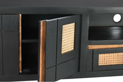 Tv-meubel DKD Home Decor Zwart Rotan Mangohout (145,5 x 40,5 x 60 cm)