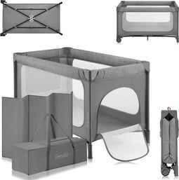 Lionelo Jasmin - Reisbedje - Easy Fold systeem - 2 Hoogtes Matras T25 - Grijs