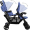 vidaXL - Tweelingkinderwagen - tandem - staal - marineblauw