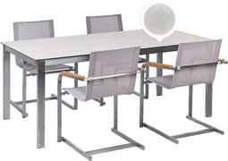 COSOLETO - Tuinset 4 persoons - Wit - Graniet/Glas