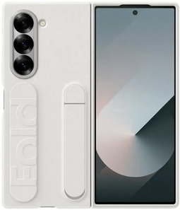 Samsung Galaxy Z Fold6 - Silicone Back Cover met Strap - Uitklapbare Standaard - Wit