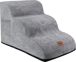 Pawesome Hondentrapje - Hondentrap met 3 treden - Extra stevig en comfortabel - Grijs