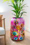 TS Collection - Bloempot hoog Fiesta fuchsia - 21x24 - Metaal & Epoxy - Exclusieve woonitems voor binnen - Handgemaakt - Unieke print - Designed by Lammie
