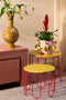 Mica Decorations Dione - Bijzettafel - Set van 2 - H39,5 x Ø46 cm - Geel (2 stuks)