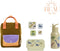 BEAU by Bo Sticky Lemon rugzak small + A Little Lovely Company back to school set Dinosaurussen