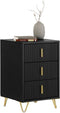 SoBuy FBT115-L-SCH - Nachtkastje - 3 Laden - Zwart 40x40x63cm