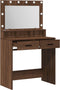 vidaXL - Make-up - Tafel - met - LED - Verlichting - - - Bruin - Eiken, - 79x41x135 - cm