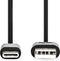 Nedis USB-Kabel - USB 2.0 - USB-A Male - USB-C Male - 15 W - 480 Mbps - 2.00 m - Zwart