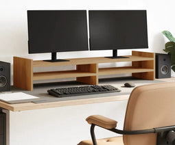 vidaXL - Monitorstandaard - 100x27x20 - cm - bewerkt - hout - artisanaal - eiken