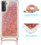 Lunso - Backcover hoes met koord - Geschikt voor Samsung Galaxy S21 Plus / S21+ - Glitter Roze
