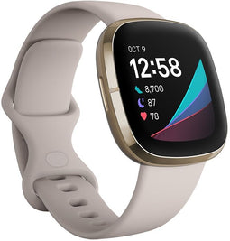Fitbit Sense - Smartwatch - Stressmeting en huidtemperatuur - Goud (Beige Wit)