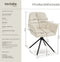 tectake® Draaifauteuil Lenia - Draaibare Eetkamerstoel - Fluweellook Crème/Zwart (2 stuks)
