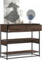 vidaXL - Wandtafel - 90x35x80 - cm - bewerkt - hout - bruin - eikenkleur