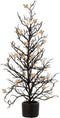 J-Line decoratie boom Kaal + bladeren in Pot Glitter - kunststof - zwart/goud - large