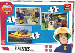 Brandweerman Sam 3in1 Puzzel - Kinderpuzzel - 6 12 24 stukjes (3 stuks)