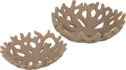 J-Line kom Koraal Zand Glazuur - porselein - beige - 2 stuks