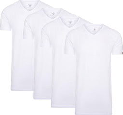 Cappuccino Italia 4-Pack T-shirts - Heren V-Hals Extra Lang - Wit (4-pack)