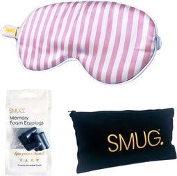 SMUG Slaapmasker met Zwarte Oordopjes en Opbergzakje - 100% Verduisterend - Verstelbaar Oogmasker in Satijn - Candy Shop Print