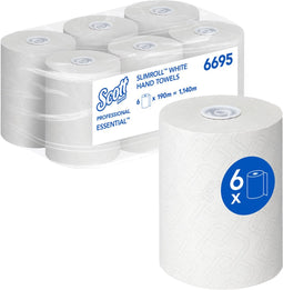 6695 Scott Essential Slimroll handdoekrol wit 1 lgs 19cm x 190mtr pak 6rol