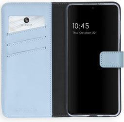 Selencia Samsung Galaxy S21 - Bookcase Echt Leer - 3 Pasjeshouder - Lichtblauw