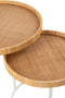 J-Line bijzettafel Mysterie - metaal - wit/naturel - set van 2