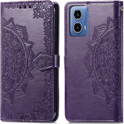 iMoshion Hoesje Geschikt voor Motorola Moto G34 Hoesje Met Pasjeshouder - iMoshion Mandala Bookcase - Paars