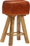 vidaXL - Barstoelen - 2 - st - echt - leer - en - massief - mangohout