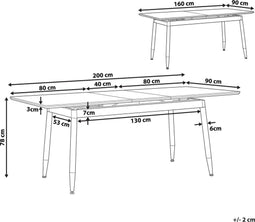 CALIFORNIA - Uitschuifbare eettafel - Donkerhout - 90x160/200cm - MDF